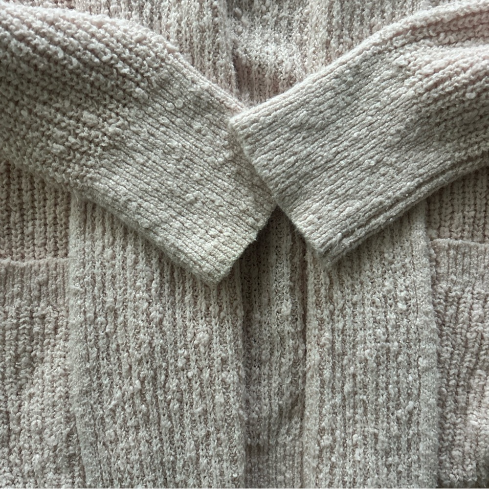 Abercrombie Cardigan Sweater Women Knit Open Pink Blush Shawl Collar Pockets M - Picture 3 of 6
